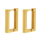 Rectangle Stainless Steel Anti Tarnish 18K Gold Hoop Earring Pair Bulk