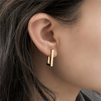Rectangle Stainless Steel Anti Tarnish 18K Gold Hoop Earring Pair Bulk