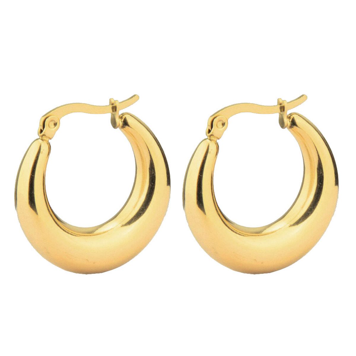 Daily Casual Stainless Steel Anti Tarnish Gold Hoop Earring Pair Bulk