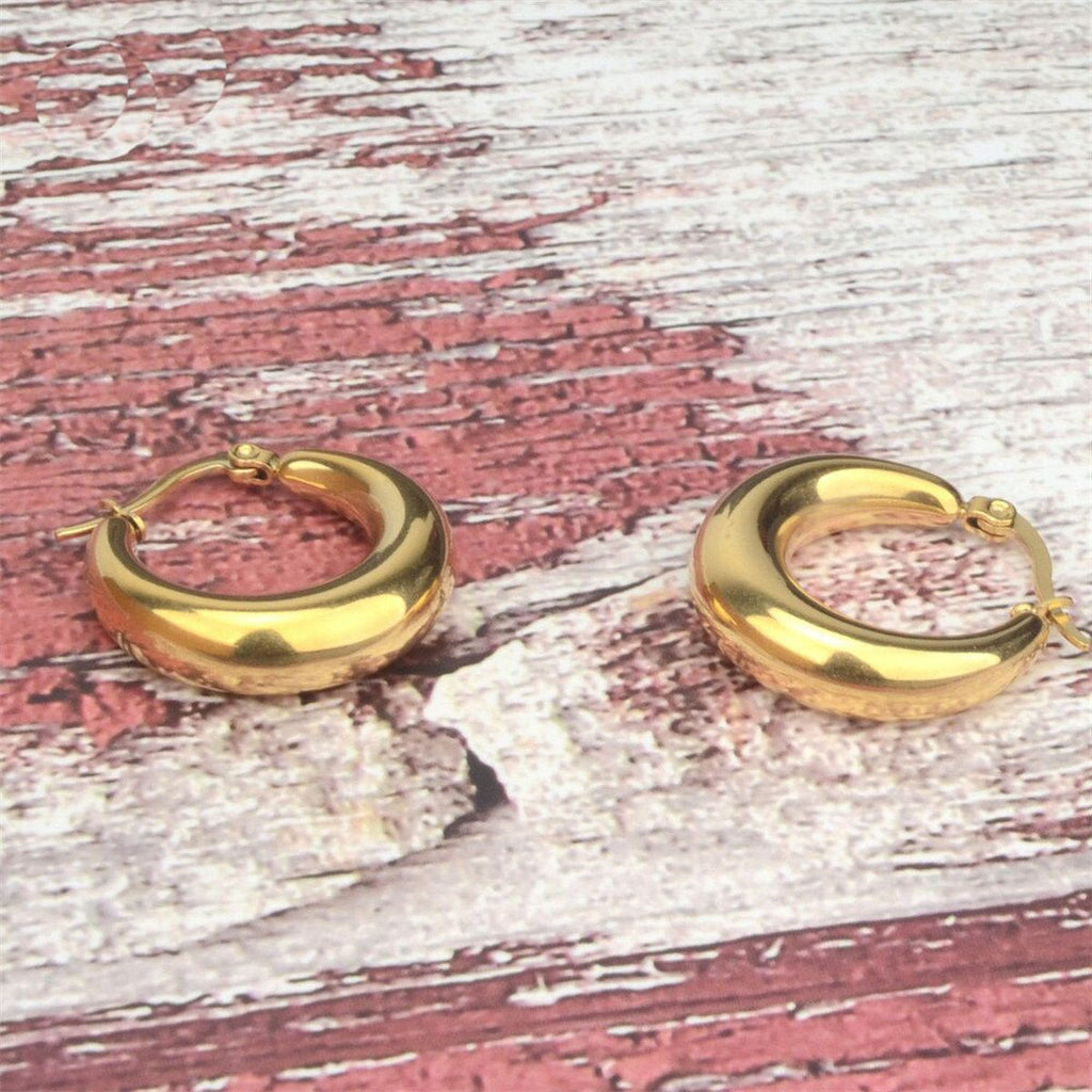 Daily Casual Stainless Steel Anti Tarnish Gold Hoop Earring Pair Bulk