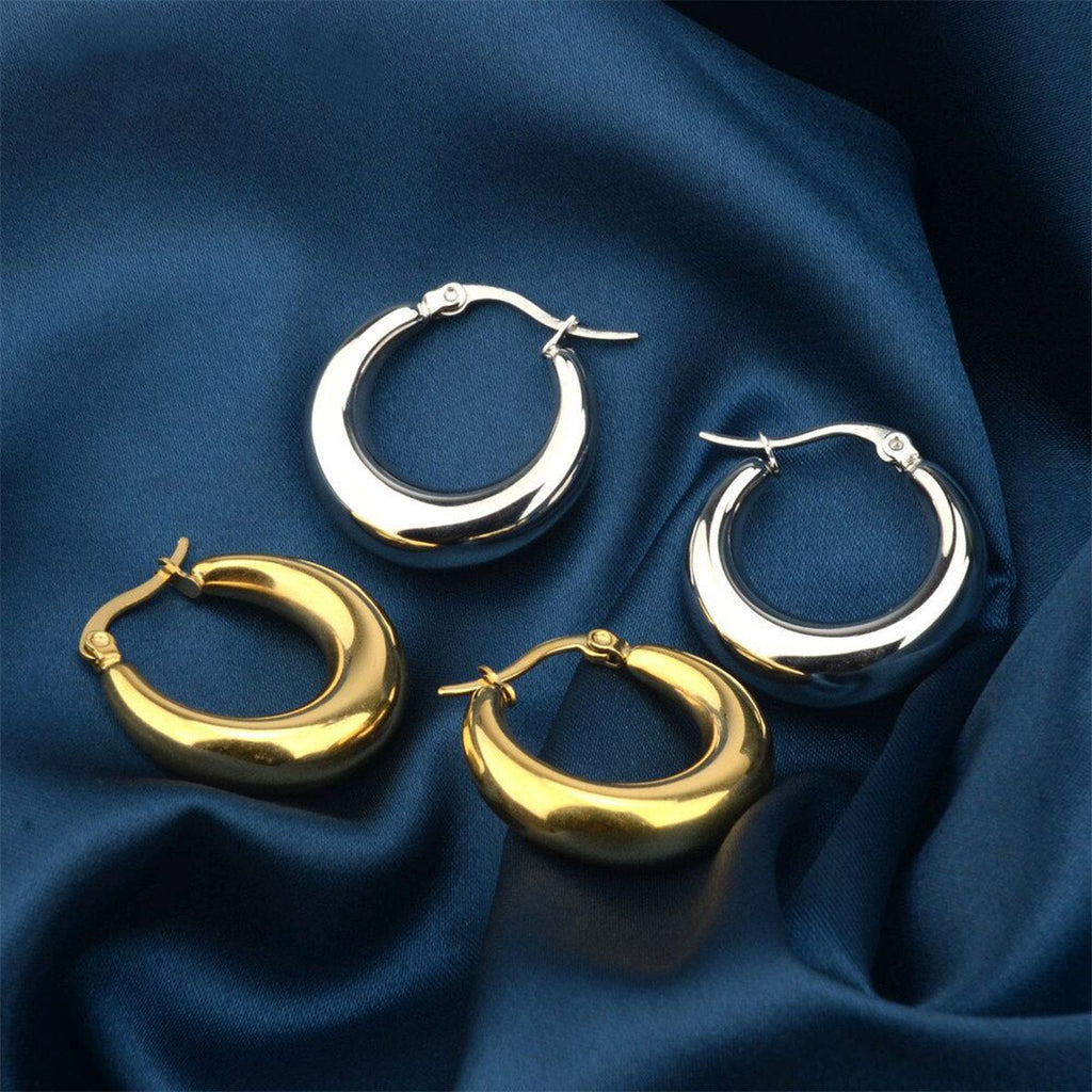 Daily Casual Stainless Steel Anti Tarnish Gold Hoop Earring Pair Bulk