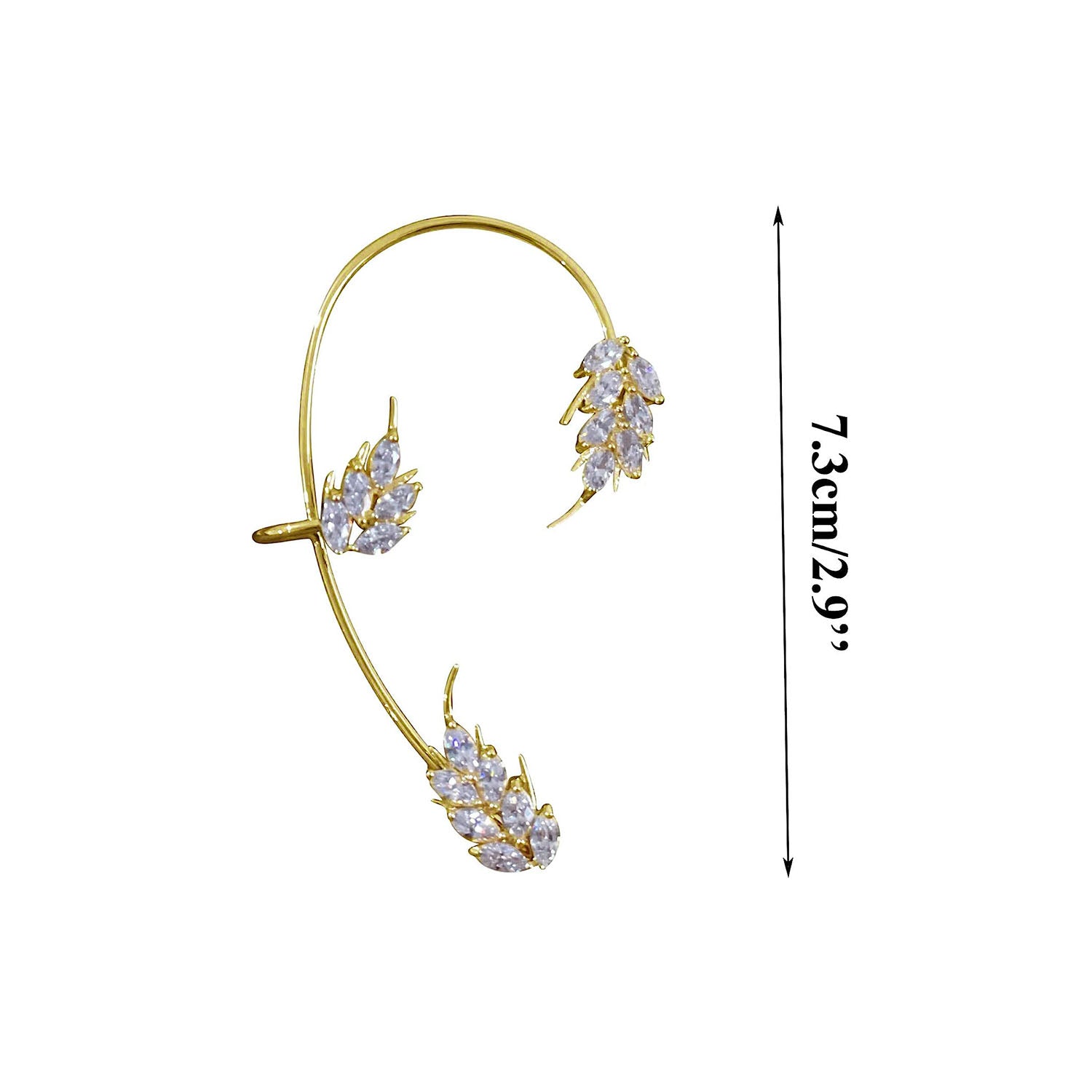 Floral Cubic Zirconia Marquise 18K Gold Copper Ear Cuff Earring Bulk