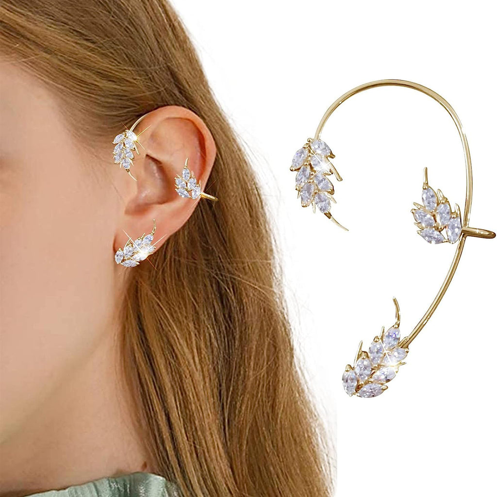 Floral Cubic Zirconia Marquise 18K Gold Copper Ear Cuff Earring Bulk