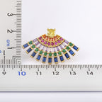 Smart Multi Color Fan Cubic Zirconia Gold Copper Earring Pair Bulk
