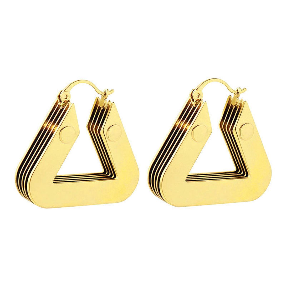 Layered 3D Triangle Chunky 18K Gold Anti Tarnish Hoop Earring Bulk