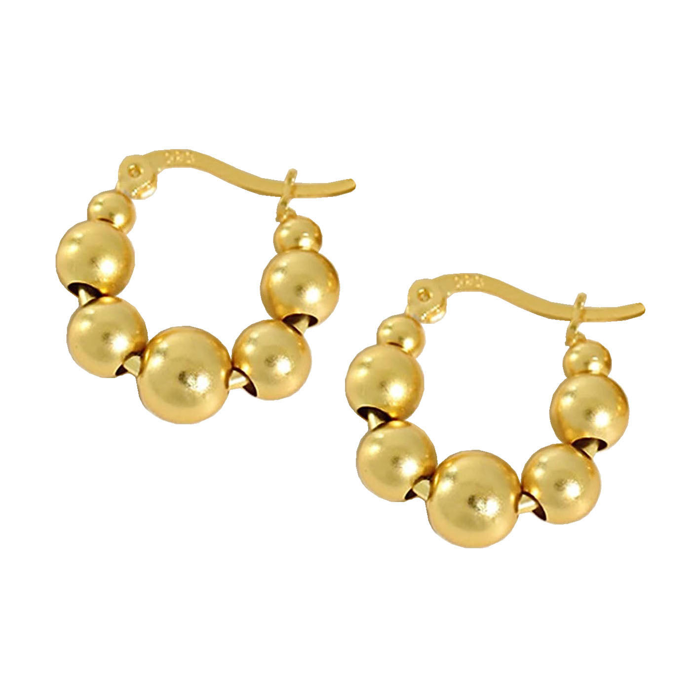 Glossy Balls 18K Gold Anti Tarnish Hoop Bali Earrings Pair Women Bulk