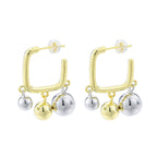 Glossy Balls Two Tone 18K Gold Anti Tarnish Hoop Bali Earrings Bulk