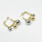 Glossy Balls Two Tone 18K Gold Anti Tarnish Hoop Bali Earrings Bulk