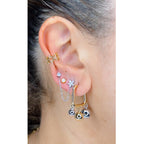 Glossy Balls Two Tone 18K Gold Anti Tarnish Hoop Bali Earrings Bulk