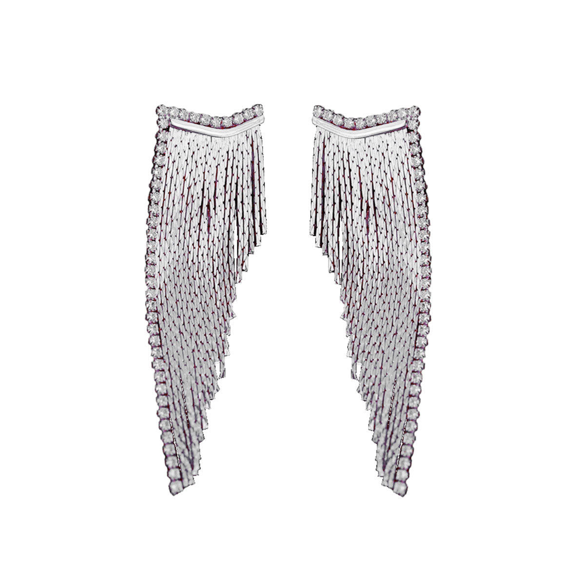 Glossy Silver Cubic Zirconia Long Dangling Chain Earring Women Bulk