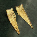 Glossy Silver Cubic Zirconia Long Dangling Chain Earring Women Bulk