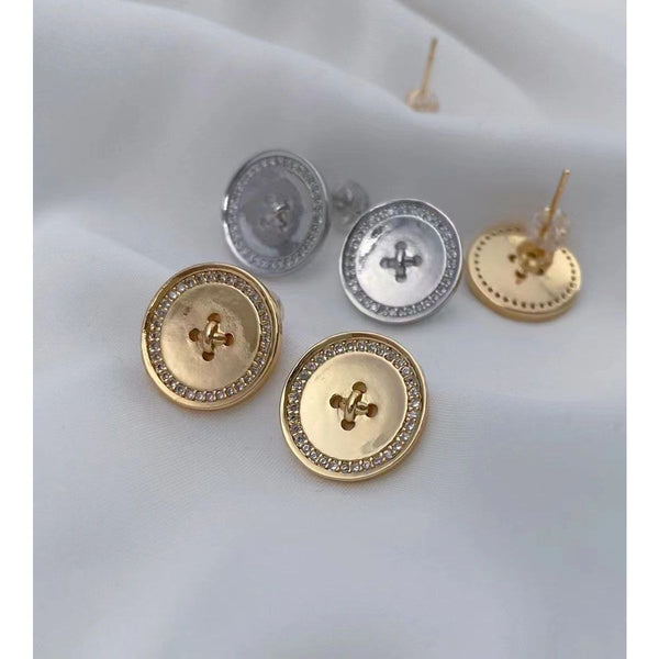 Shirt Button Silver Copper Anti Tarnish Stud Earring For Women Bulk Main image