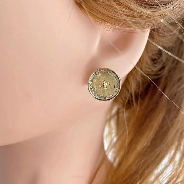 Shirt Button Silver Copper Anti Tarnish Stud Earring For Women Bulk Secondary image