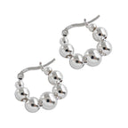 Glossy Balls Silver Anti Tarnish Hoop Bali Earrings Pair Women Bulk