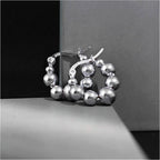 Glossy Balls Silver Anti Tarnish Hoop Bali Earrings Pair Women Bulk