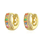 Copper Rainbow Multi Color Baguette Cubic Zirconia Earring Hoop Bulk