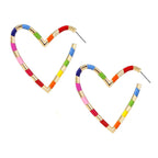 Multi Color Enamel Heart Love 18K Gold Hoop Bali Earring Women Bulk