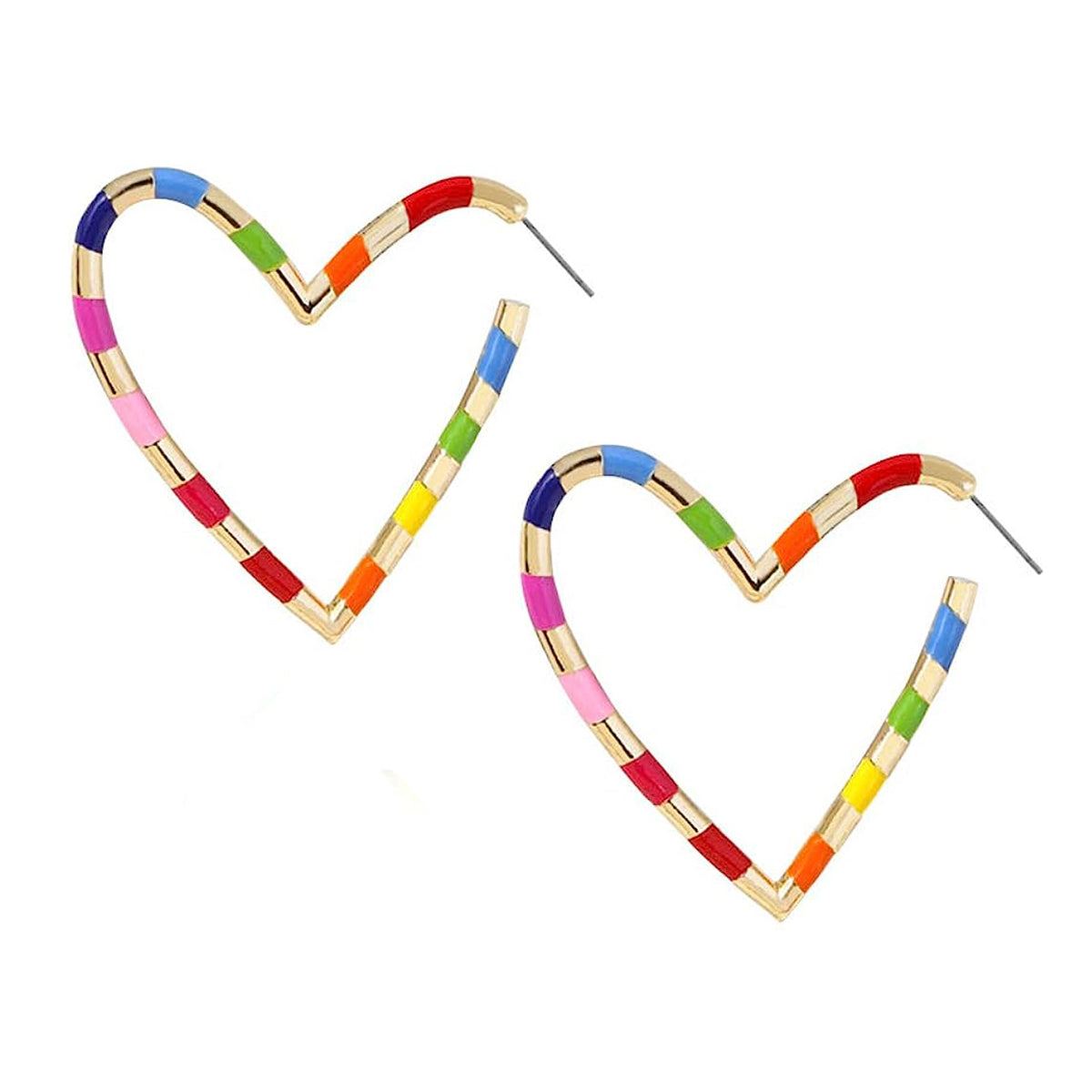 Multi Color Enamel Heart Love 18K Gold Hoop Bali Earring Women Bulk