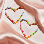 Multi Color Enamel Heart Love 18K Gold Hoop Bali Earring Women Bulk