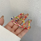 Multi Color Enamel Heart Love 18K Gold Hoop Bali Earring Women Bulk