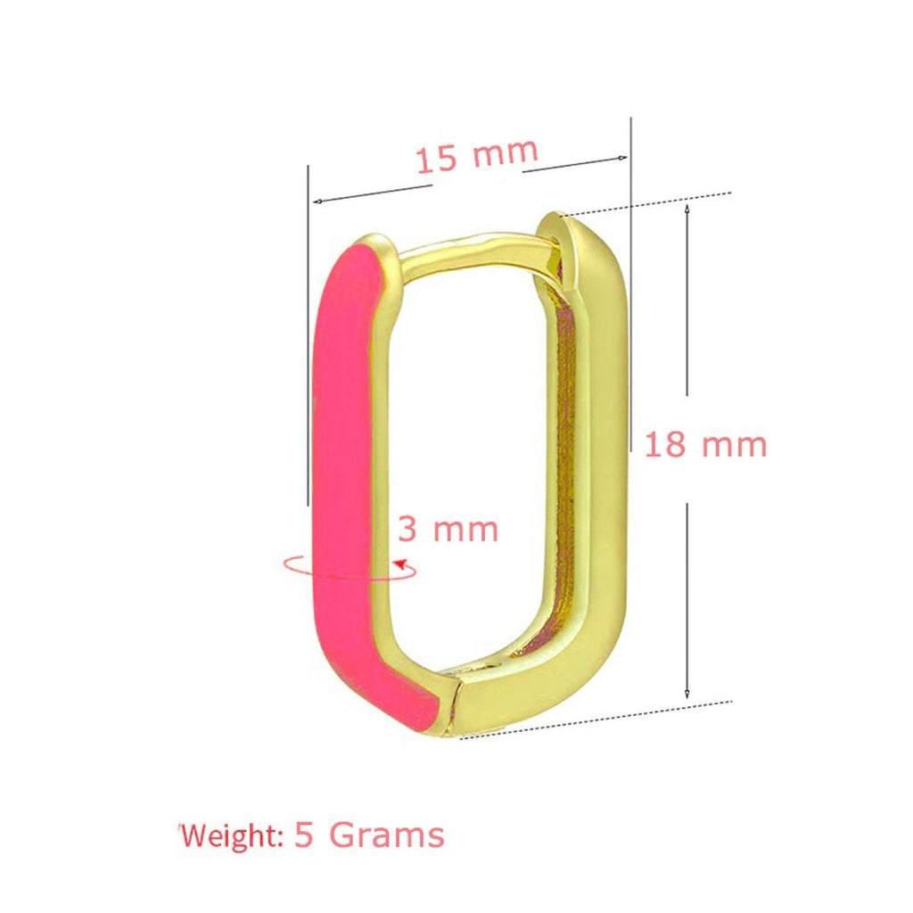 Enamel 18K Gold Copper Rectangle Hoop Stud Earring For Women Bulk