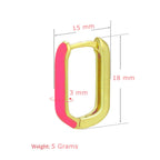Enamel 18K Gold Copper Rectangle Hoop Stud Earring For Women Bulk
