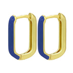 Enamel 18K Gold Copper Rectangle Hoop Stud Earring For Women Bulk