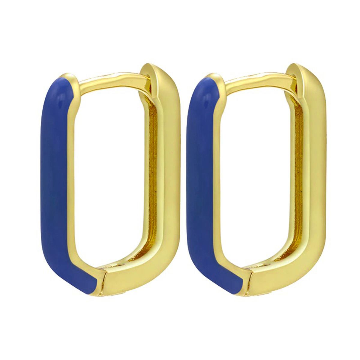 Enamel 18K Gold Copper Rectangle Hoop Stud Earring For Women Bulk