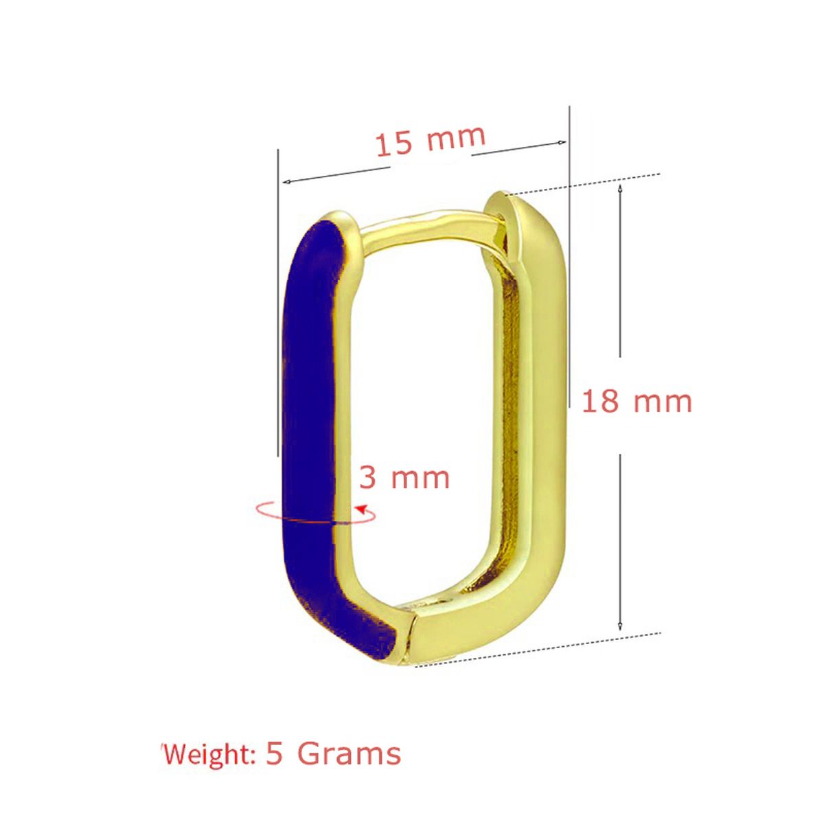 Enamel 18K Gold Copper Rectangle Hoop Stud Earring For Women Bulk