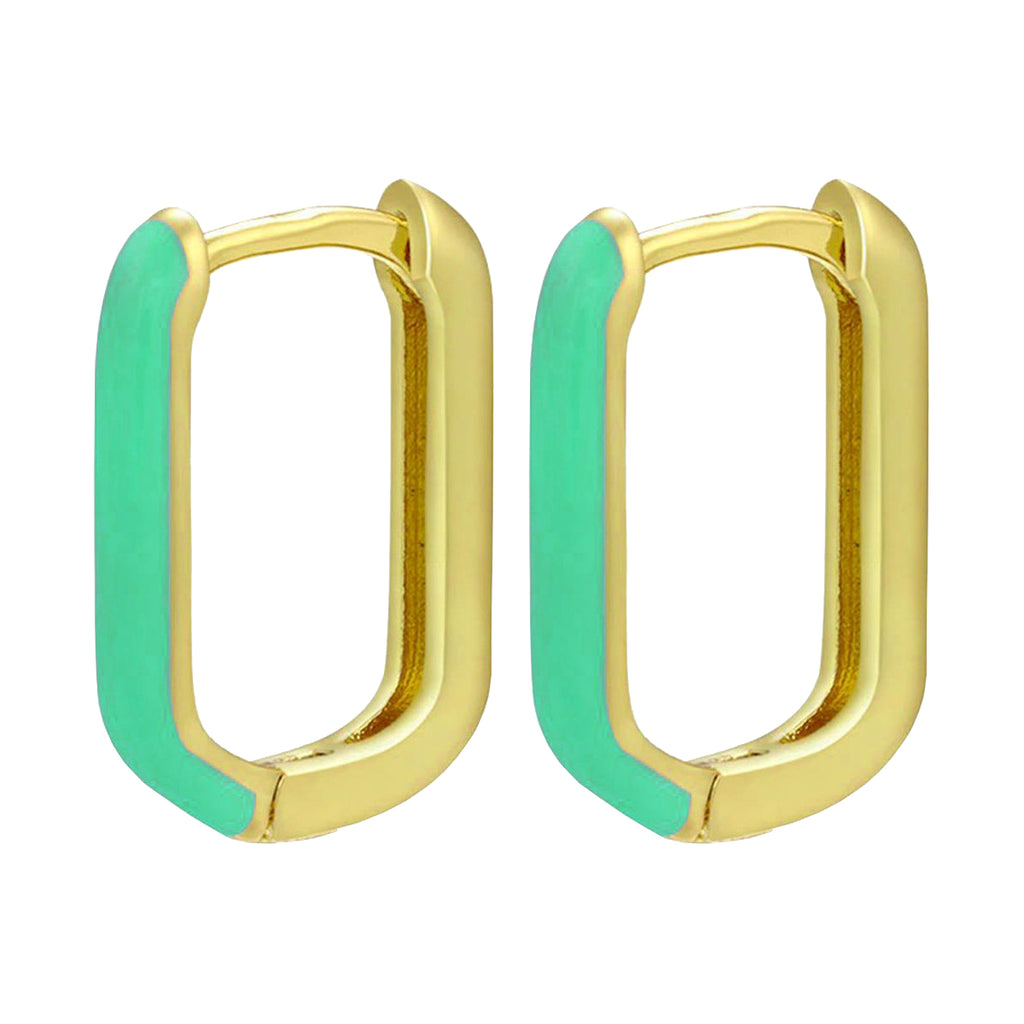 Enamel 18K Gold Copper Rectangle Hoop Stud Earring For Women Bulk