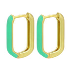 Enamel 18K Gold Copper Rectangle Hoop Stud Earring For Women Bulk