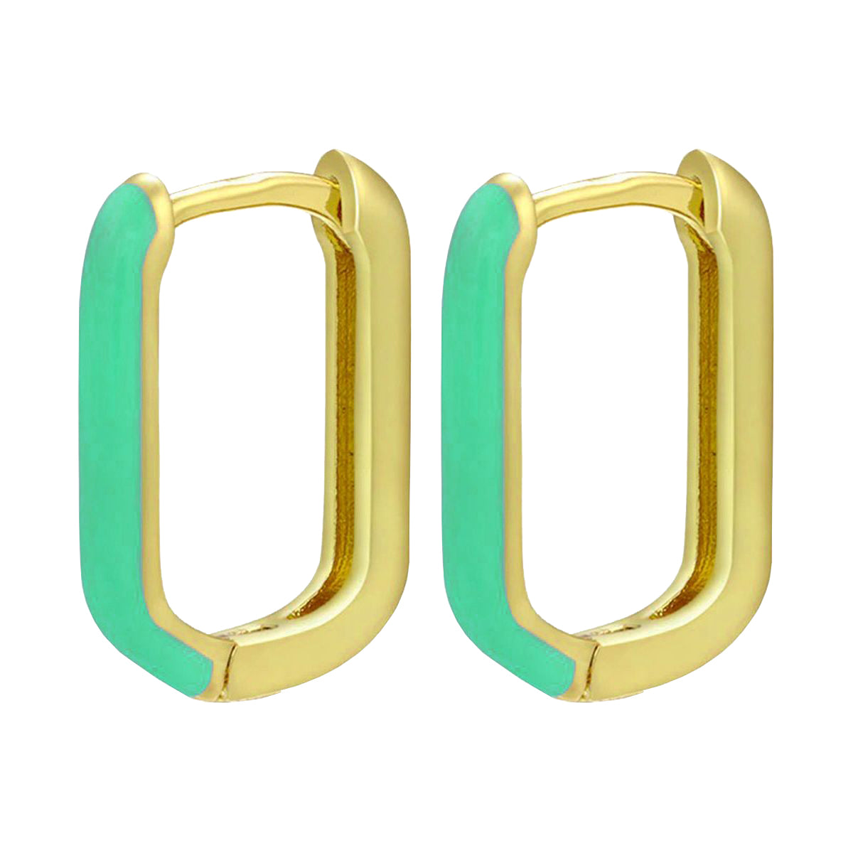 Enamel 18K Gold Copper Rectangle Hoop Stud Earring For Women Bulk
