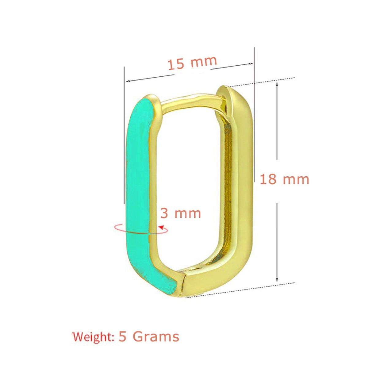 Enamel 18K Gold Copper Rectangle Hoop Stud Earring For Women Bulk