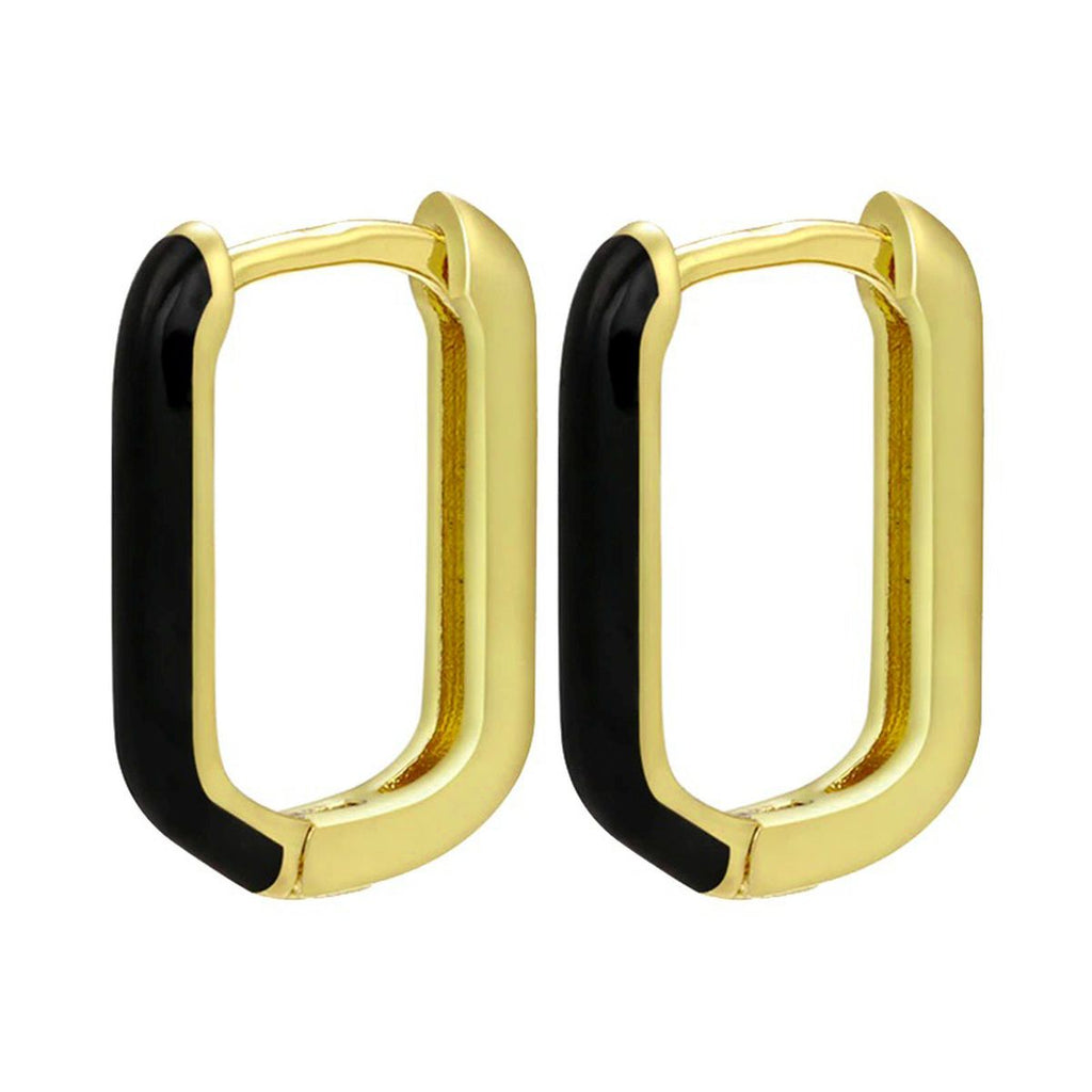 Enamel 18K Gold Copper Rectangle Hoop Stud Earring For Women Bulk