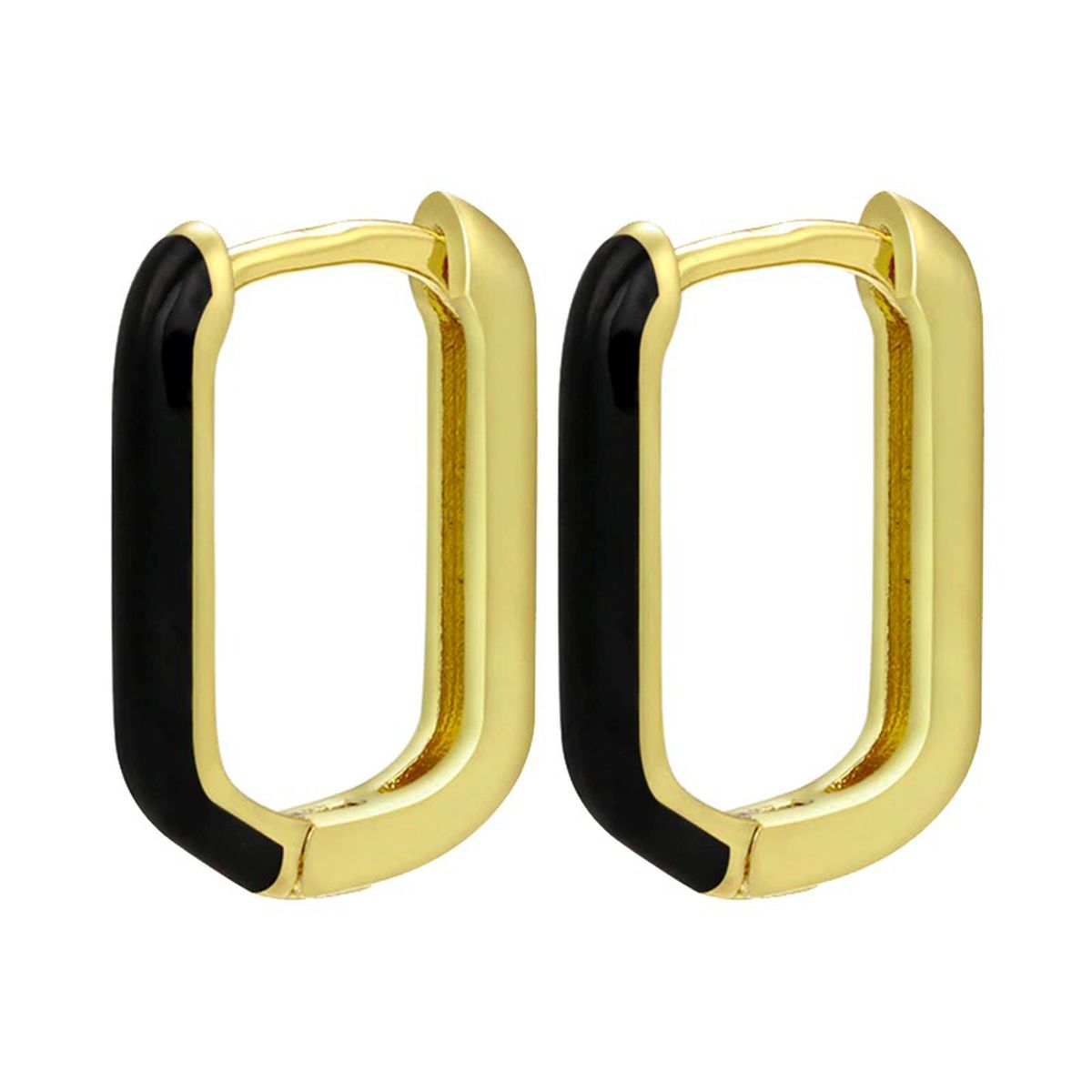 Enamel 18K Gold Copper Rectangle Hoop Stud Earring For Women Bulk