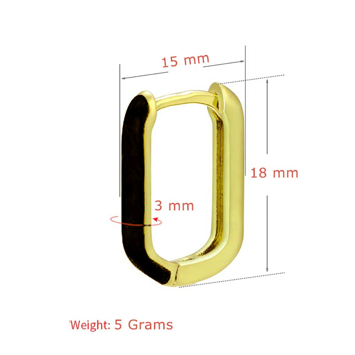 Enamel 18K Gold Copper Rectangle Hoop Stud Earring For Women Bulk