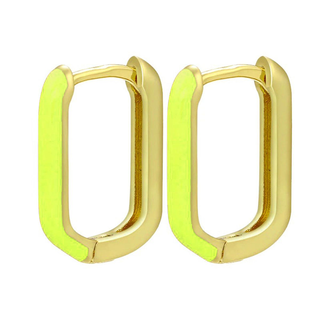 Enamel 18K Gold Copper Rectangle Hoop Stud Earring For Women Bulk