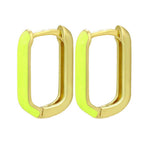 Enamel 18K Gold Copper Rectangle Hoop Stud Earring For Women Bulk