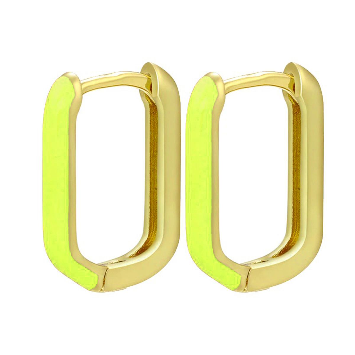 Enamel 18K Gold Copper Rectangle Hoop Stud Earring For Women Bulk