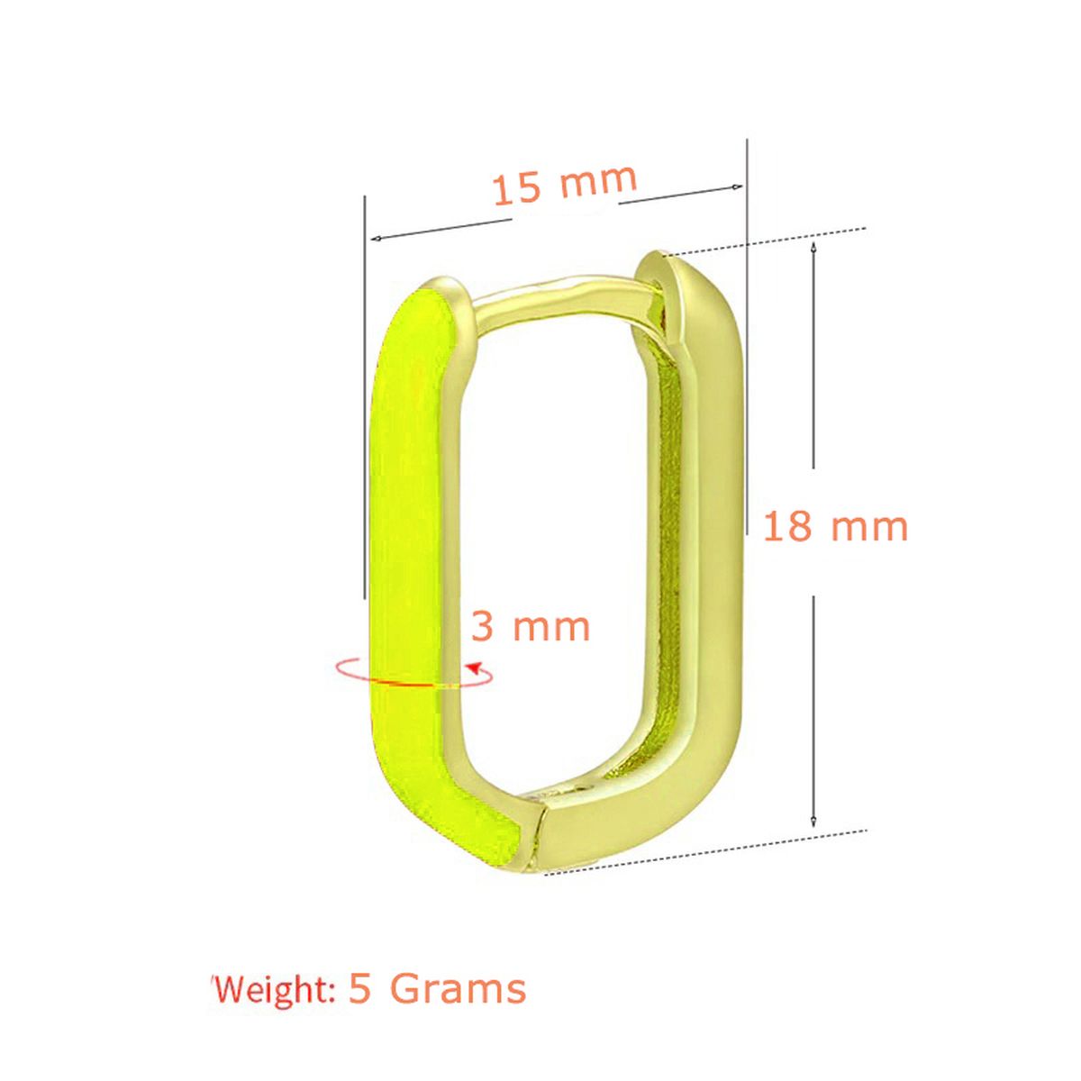 Enamel 18K Gold Copper Rectangle Hoop Stud Earring For Women Bulk