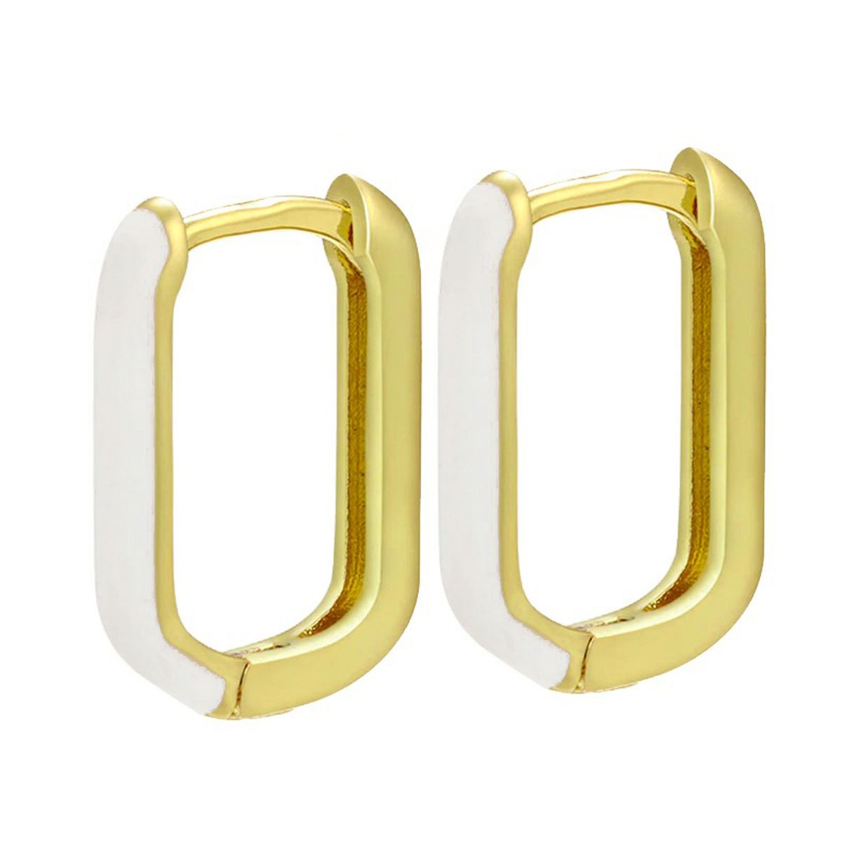 Enamel 18K Gold Copper Rectangle Hoop Stud Earring For Women Bulk