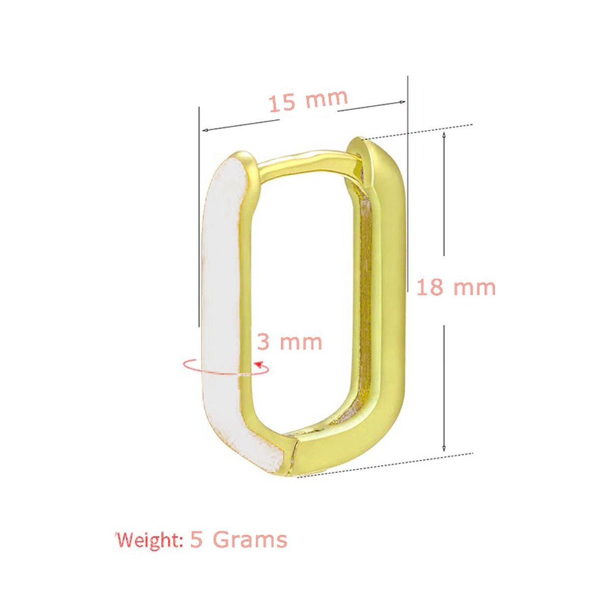 Enamel 18K Gold Copper Rectangle Hoop Stud Earring For Women Bulk