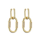 Dual Links Geometric 18K Gold Chain Link Dangling Hoop Earring Bulk