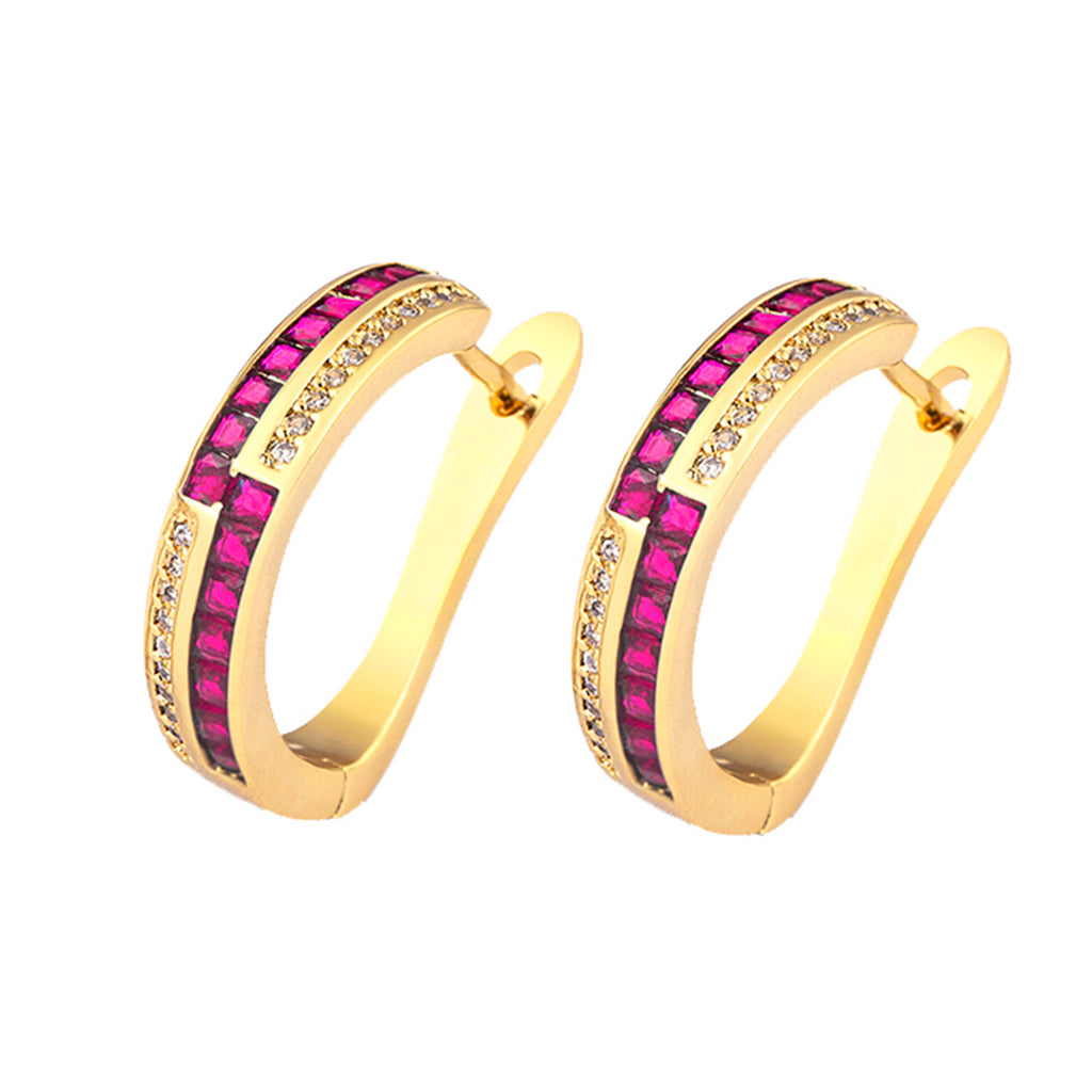 Pink Copper Zig Zag 18K Gold Hoop Earring For Women Bulk