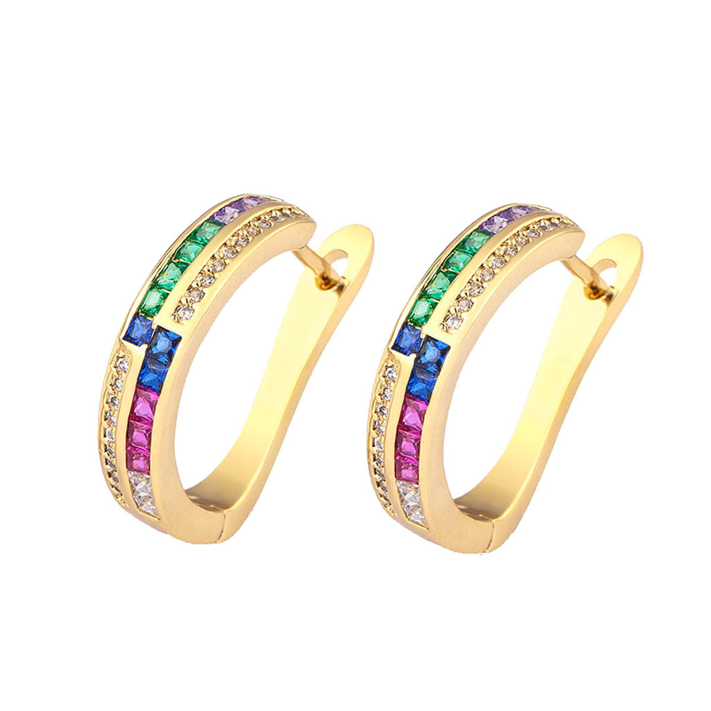 Pink Copper Zig Zag 18K Gold Hoop Earring For Women Bulk
