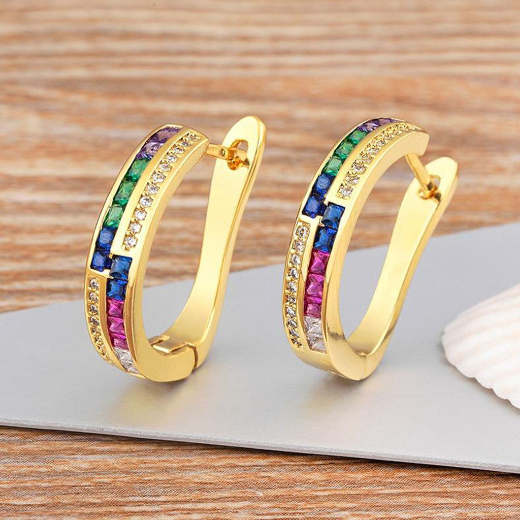 Pink Copper Zig Zag 18K Gold Hoop Earring For Women Bulk