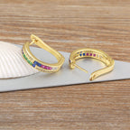 Pink Copper Zig Zag 18K Gold Hoop Earring For Women Bulk