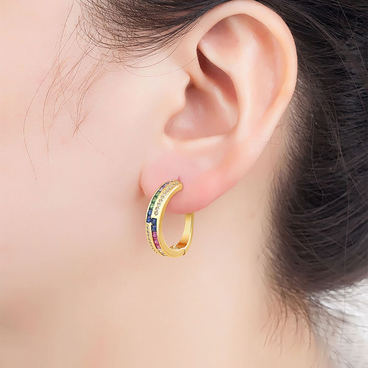 Pink Copper Zig Zag 18K Gold Hoop Earring For Women Bulk