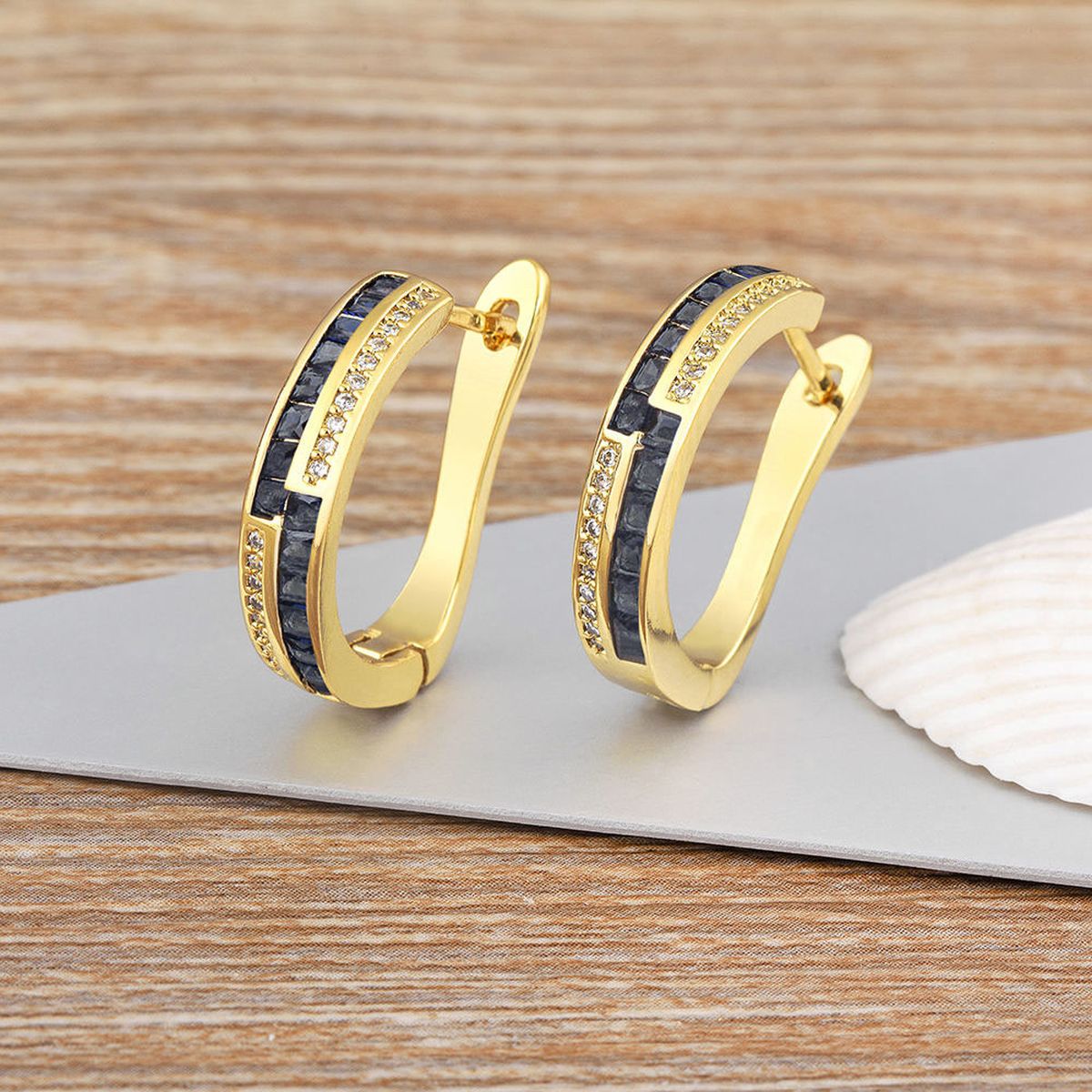 Pink Copper Zig Zag 18K Gold Hoop Earring For Women Bulk