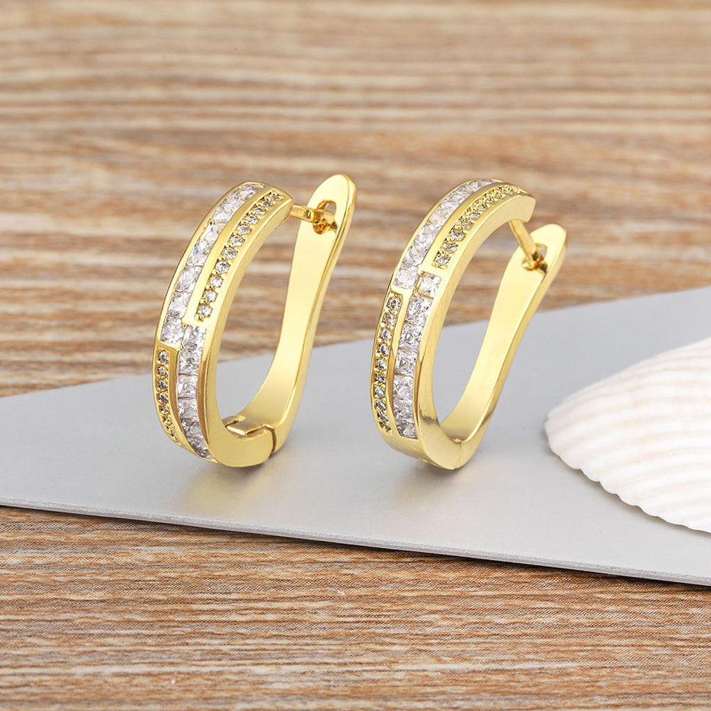 Pink Copper Zig Zag 18K Gold Hoop Earring For Women Bulk